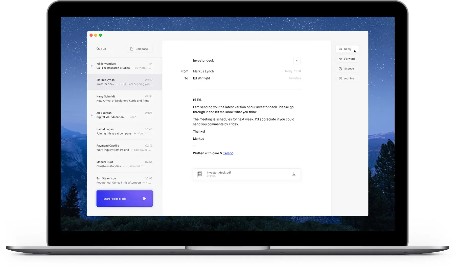 Image of Tempo running on Macbook